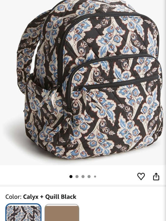 Vera Bradley Handbags - Vera Bradley Black Quilted Backpack with Blue and Cream Floral Print